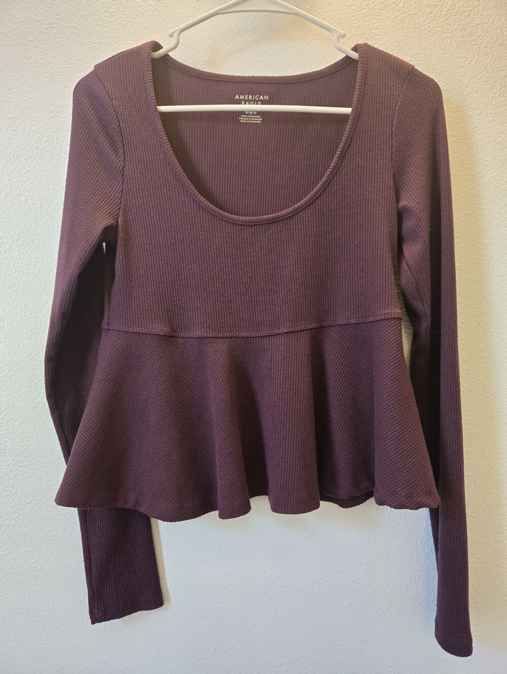 American Eagle Outfitters Scoop Neck Peplum Top - Plum